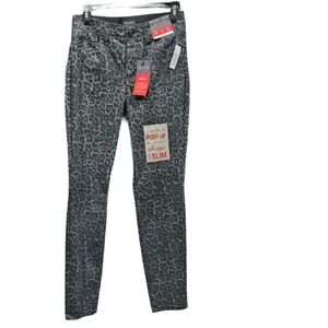 Leopard Print Jeans Curvy Skinny Push Up SHAPE & SLIM Black Gray Grey